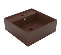 Prolenta Premium - Lavabo de luxe Débordement Carré Mat Marron Foncé 41x41cm