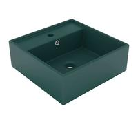 Prolenta Premium Lavabo de luxe Débordement Carré Mat Vert foncé 41x41 cm