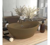 Prolenta Premium Lavabo de luxe Débordement Ovale Mat Crème 58,5x39cm Céramique