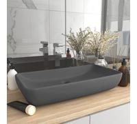 Prolenta Premium Lavabo de luxe Rectangulaire Mat Gris foncé 71x38 cm Céramique