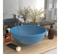 Prolenta Premium Lavabo de luxe Rond Mat Bleu clair 32,5x14 cm Céramique