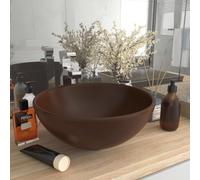 Prolenta Premium - Lavabo de luxe Rond Mat Marron Foncé 32,5x14 cm Céramique