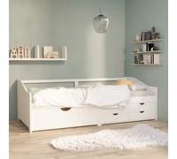 Prolenta Premium - Lit de jour 3 places avec tiroirs blanc pin 90x200 cm