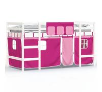 Prolenta Premium - Lit superposé pour enfants avec rideaux Rose 80x200 cm pin massif