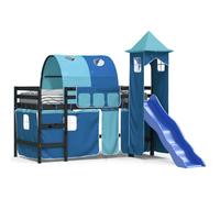 Prolenta Premium - Lit superposé pour enfants avec tour bleu 90x190 cm pin massif
