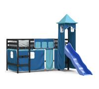 Prolenta Premium - Lit superposé pour enfants avec tour bleu 90x190 cm pin massif