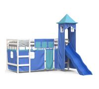 Prolenta Premium - Lit superposé pour enfants avec tour bleu 90x200 cm pin massif