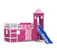 Prolenta Premium - Lit superposé pour enfants avec tour rose 90x190 cm pin massif