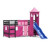 Prolenta Premium - Lit superposé pour enfants avec tour rose 90x190 cm pin massif