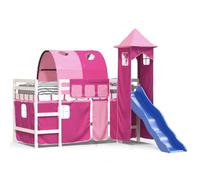 Prolenta Premium - Lit superposé pour enfants avec tour rose 90x200 cm en pin massif