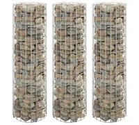 Prolenta Premium - Lit Surélevé À Gabion Circulaire 3pcs Acier Galvanisé Ø30x100cm Argent