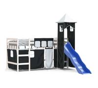 Prolenta Premium - Lit surélevé d'enfant avec tour blanc & noir 90x200 cm en pin