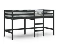 Prolenta Premium - Lit surélevé pour enfants avec échelle noir 80x200 cm pin massif