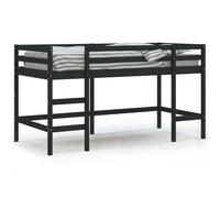 Prolenta Premium - Lit surélevé pour enfants avec échelle noir 90x200 cm pin massif