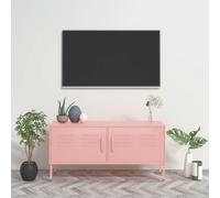 Prolenta Premium - Meuble TV rose 105x35x50 cm acier