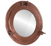Prolenta Premium - Miroir En Forme De Hublot Mural Ø38 Cm Aluminium Et Verre Marron