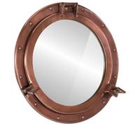 Prolenta Premium - Miroir En Forme De Hublot Mural Ø50 Cm Aluminium Et Verre Marron