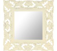 Prolenta Premium - Miroir sculpté à la main blanc 50x50 cm bois massif mangue