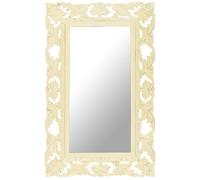 Prolenta Premium Miroir Sculpté à la main Blanc 80x50 cm Bois massif Mango