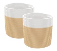 Prolenta Premium - Paniers de rangement 2 pcs. Beige et blanc Ø28x28 cm Coton