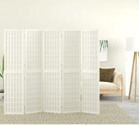Prolenta Premium - Paravent 5 pièces style japonais Pliable 200x170 cm Blanc
