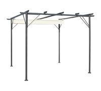 Prolenta Premium - Pergola avec toit escamotable blanc crème 3x3 m acier