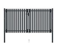 Prolenta Premium - Portail de clôture à double battant en acier 306x220 cm Anthracite