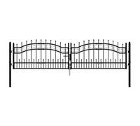 Prolenta Premium - Portail de clôture avec fer de lance Noir 305 x 75 cm Acier revêtu par poudre