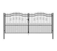 Prolenta Premium - Portail de clôture avec fer de lance Noir 406 x 175 cm Acier revêtu par poudre