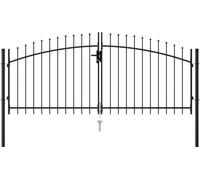 Prolenta Premium - Portail de clôture double battant avec pointes de lance acier 3 x 1,25 m noir