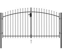 Prolenta Premium - Portail de clôture double battant avec pointes de lance acier 3 x 1,5 m noir