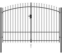Prolenta Premium - Portail de clôture double battant avec pointes de lance acier 3 x 1,75 m noir