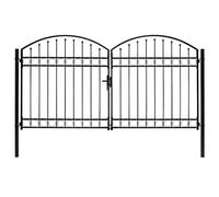 Prolenta Premium - Portail de clôture double battant pointe bombée acier 300x175 cm noir
