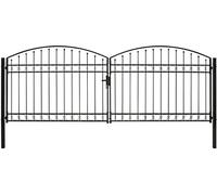 Prolenta Premium - Portail de clôture double battant pointe bombée acier 400 x 150 cm noir