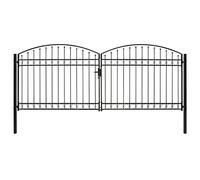 Prolenta Premium - Portail de clôture double battant pointe bombée acier 400 x 175 cm noir