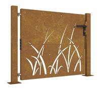 Prolenta Premium - Portail de jardin 105x105 cm acier corten design herbe