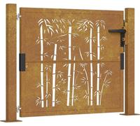 Prolenta Premium - Portail de jardin 105x80 cm acier corten design bambou