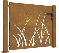 Prolenta Premium - Portail de jardin 105x80 cm acier corten design herbe
