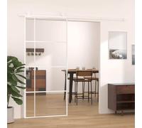 Prolenta Premium - Porte coulissante en verre trempé et aluminium 90x205 cm blanc