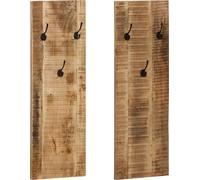 Prolenta Premium - Porte-manteau mural 2 pcs. Bois de manguier massif 36x110x3 cm