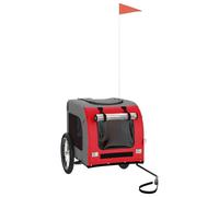 Prolenta Premium - Remorque pour vélo Chiens Rouge et Gris Tissu Oxford et Fer