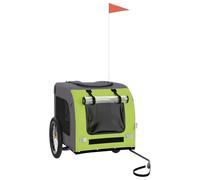 Prolenta Premium - Remorque pour vélo Chiens Vert et Gris Tissu Oxford et Fer