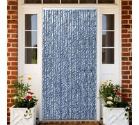 Prolenta Premium - Rideau moustiquaire bleu, blanc et argenté 90x220cm chenille