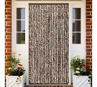 Prolenta Premium - Rideau moustiquaire marron et blanc 100x220 cm chenille