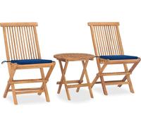 Prolenta Premium - Salon de jardin 3 pièces avec coussins Pliable Bois massif Teck