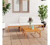 Prolenta Premium - Salon De Jardin 4 Pcs Avec Coussins Crème Bois De Teck Solide Crème