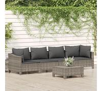 Prolenta Premium - Salon De Jardin 5 Pcs Avec Coussins Gris Résine Tressée Gris