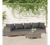 Prolenta Premium - Salon De Jardin 5 Pcs Avec Coussins Gris Résine Tressée Gris