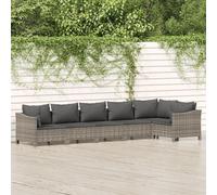 Prolenta Premium - Salon De Jardin 6 Pcs Avec Coussins Gris Résine Tressée Gris