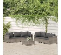 Prolenta Premium - Salon De Jardin 7 Pcs Avec Coussins Gris Résine Tressée Gris
